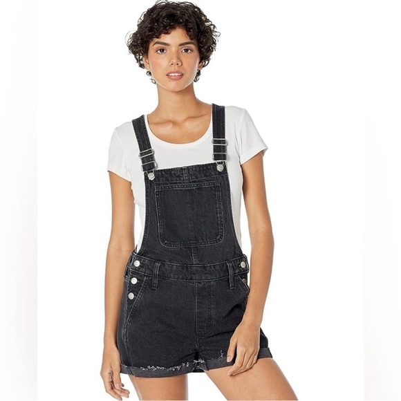 Madewell Adirondack Short Overalls Size S Washed Black Small - Picture 1 of 7